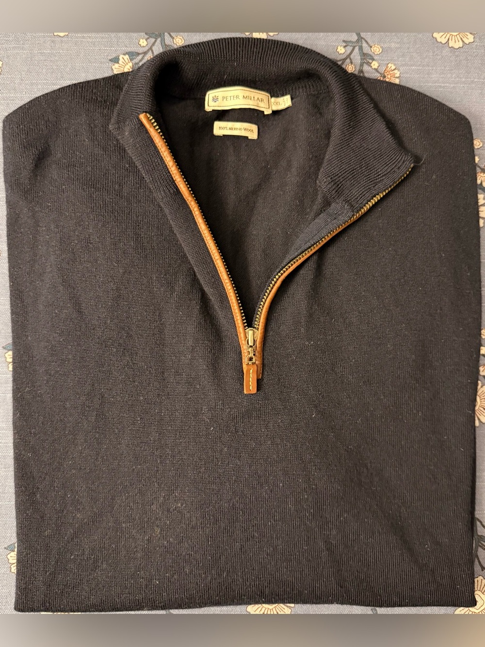 Peter Millar Autumn Crest 1/4-Zip Sweater-Men’s XXL-Navy Blue-Merino Wool-EUC